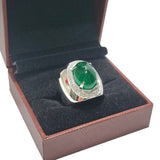 750WG Emerald=9.61ct Diamond Men RIng w/Cert