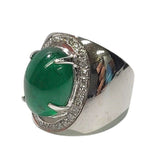 750WG Emerald=9.61ct Diamond Men RIng w/Cert