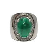 750WG Emerald=9.61ct Diamond Men RIng w/Cert