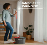 O-Cedar Easywring Microfiber Spin Mop & Bucket Floor Cleaning System with 1 Extra Refill