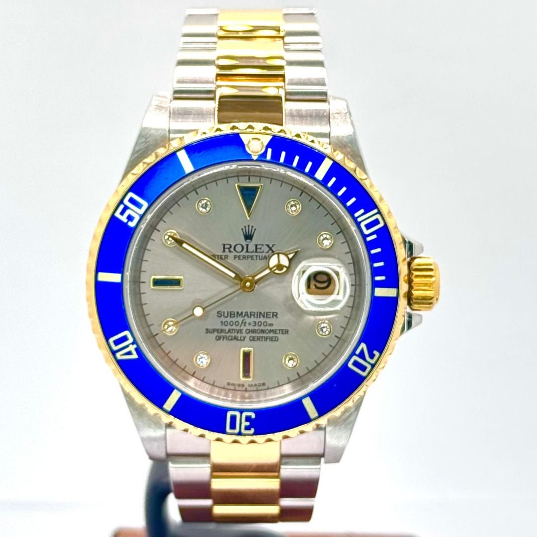 Rolex 16613 Submariner Halfgold Automatic Diamond And Blue Sapphire Index Watch, 40mm Main image