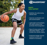 Bauerfeind Sports Ankle Support - Breathable Compression, Figure 8 Taping Strap, Air Knit Fabric, Secure Fit, Freedom of Movement (Rivera, X-Small/Left)