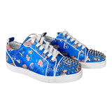 Christian Louboutin Louis Junior Spikes ,Odyssey Print Sneaker ,Size 40