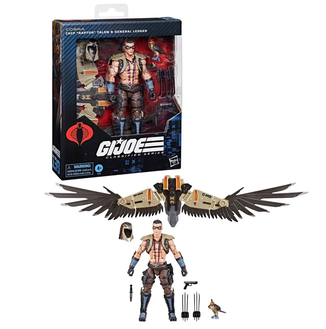 G.I. Joe Classified Series CHIP RAPTOR TALON & GENERAL LEDGER, Collectible 6 Inch Action Figure & Pet with 7 Accessories; Articulated Wings Main image