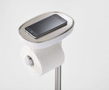 Joseph Joseph 70519 EasyStore Butler Plus Stand Toilet Paper Holder with Flex Steel Brush, Grey/White,Stainless Steel
