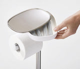 Joseph Joseph 70519 EasyStore Butler Plus Stand Toilet Paper Holder with Flex Steel Brush, Grey/White,Stainless Steel