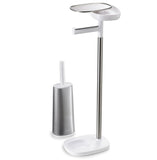 Joseph Joseph 70519 EasyStore Butler Plus Stand Toilet Paper Holder with Flex Steel Brush, Grey/White,Stainless Steel