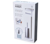 Joseph Joseph 70519 EasyStore Butler Plus Stand Toilet Paper Holder with Flex Steel Brush, Grey/White,Stainless Steel