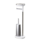 Joseph Joseph 70519 EasyStore Butler Plus Stand Toilet Paper Holder with Flex Steel Brush, Grey/White,Stainless Steel