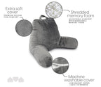 Milliard Reading Pillow with Shredded Memory Foam, Large Adult Backrest with Arms, Back Support for Sitting Up in Bed with Washable Cover (Sit up Pillow)