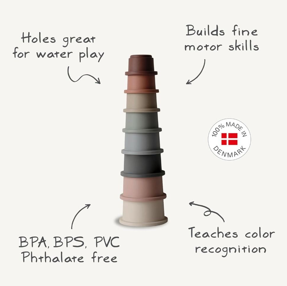 Mushie Stacking Cups Toy | Made In Denmark (Petal)