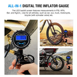 Nilight 50026R Digital Tire Inflator Pressure Gauge,250 PSI Air Chuck and Compressor Accessories Heavy Duty with Rubber Hose and Quick Connect Coupler for 0.1 Display Resolution