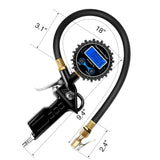 Nilight 50026R Digital Tire Inflator Pressure Gauge,250 PSI Air Chuck and Compressor Accessories Heavy Duty with Rubber Hose and Quick Connect Coupler for 0.1 Display Resolution