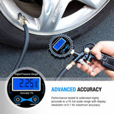 Nilight 50026R Digital Tire Inflator Pressure Gauge,250 PSI Air Chuck and Compressor Accessories Heavy Duty with Rubber Hose and Quick Connect Coupler for 0.1 Display Resolution