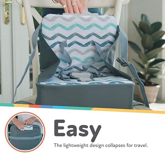 Nuby Easy Go Safety Lightweight High Chair Booster Seat, Great for Travel, Chevron Secondary image
