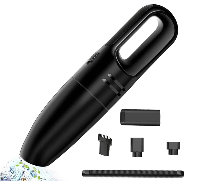 OLFAVE Car Vacuum Cleaner - Car Accessories - Small 12V 120WHigh Power Handheld Portable Car Vacuum w/Attachments, Detailing Kit Essentials for Travel,Black Wired