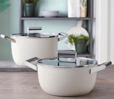 Smeg CKFC2611CRM Non-Stick Casserole with Lid, 26cm, Cream
