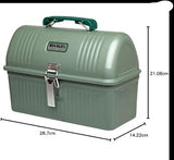 Stanley Classic Lunch Box 5.5 qt | Vintage Metal Lunchbox | Durable Meal Container with Handle and Latch | Stores Food, Drinks, Thermos, Water Bottle | Hammer Tone Green