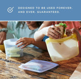 Stasher Premium Silicone Reusable Food Storage Bags, 3-Pack, Clear | Multi-Use Food Storage Bags, Lunch Bag, Travel Containers | BPA Free, Leak-free, Dishwasher-Safe, Eco-friendly