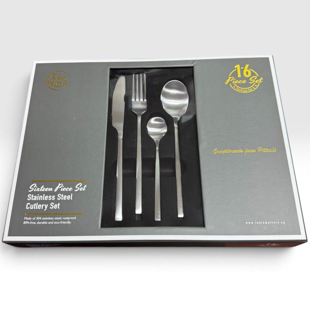 Table Matters  KN-6131- Cubic 16 Piece Stainless Steel Cutlery Set Matt Silver