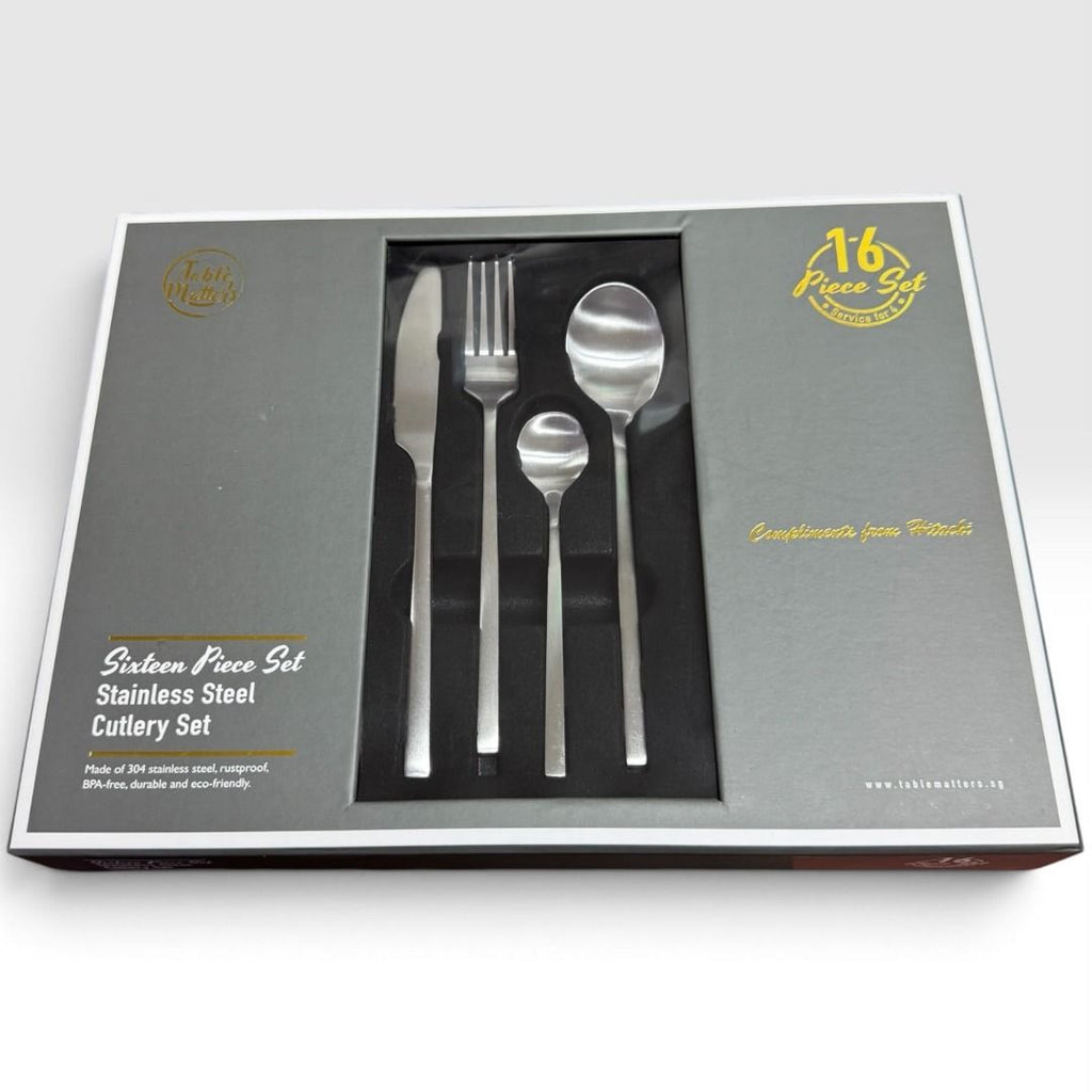 Table Matters  KN-6131- Cubic 16 Piece Stainless Steel Cutlery Set Matt Silver