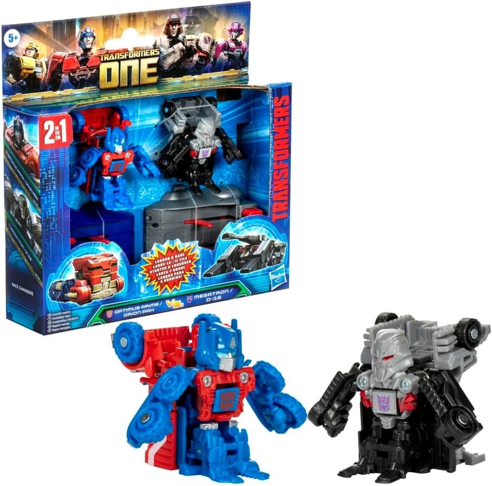 Transformers One Race Changers 2-Pack, Optimus Prime and Megatron 1.5-Inch Robot Action Figures