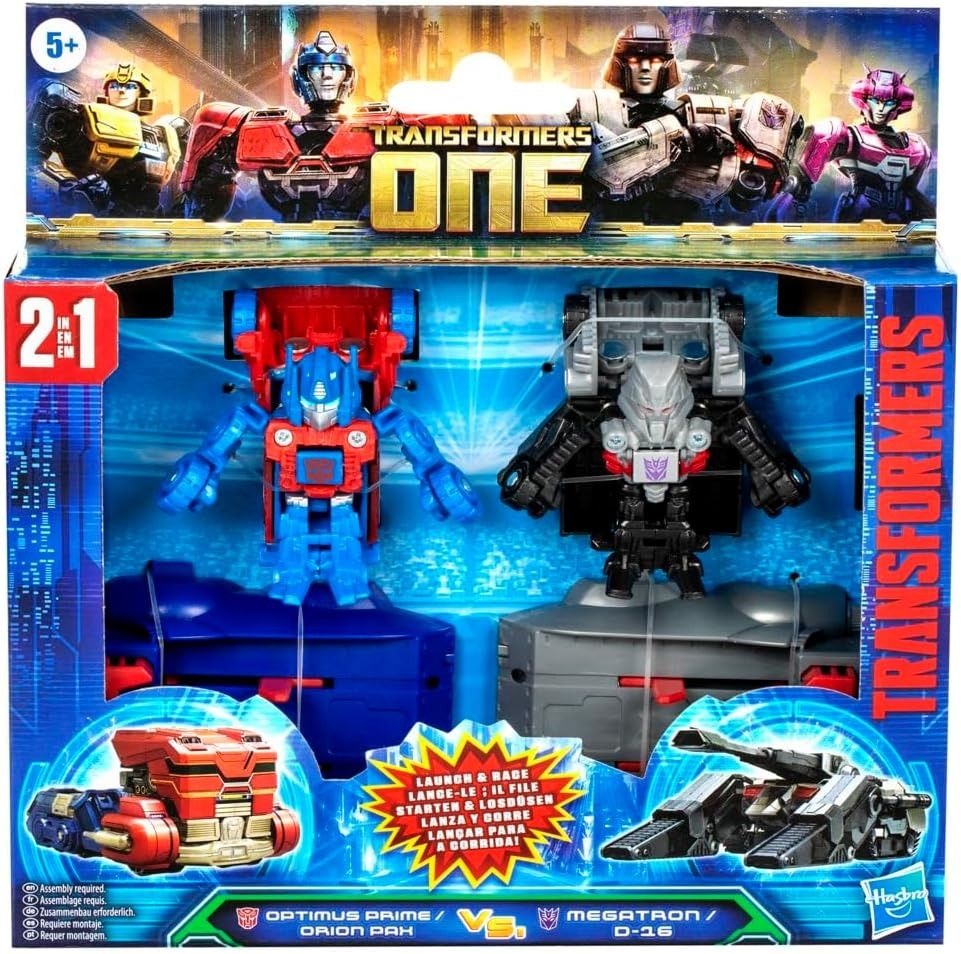 Transformers One Race Changers 2-Pack, Optimus Prime and Megatron 1.5-Inch Robot Action Figures