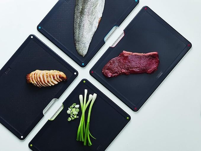 Joseph Joseph 60171 Folio Steel Chopping Board Set, Carbon Black (4 Piece) Main image