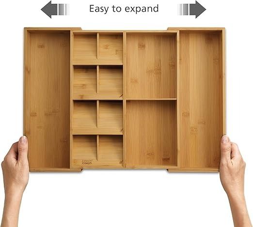 Joseph Joseph 851696 DrawerStore Bamboo Expanding Cutlery Utensil & Gadgets Organiser