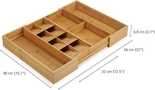 Joseph Joseph 851696 DrawerStore Bamboo Expanding Cutlery Utensil & Gadgets Organiser