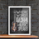 Poster Hub Chalk Drawing Words Fall Music Speak Guitar Motivational Art Decor