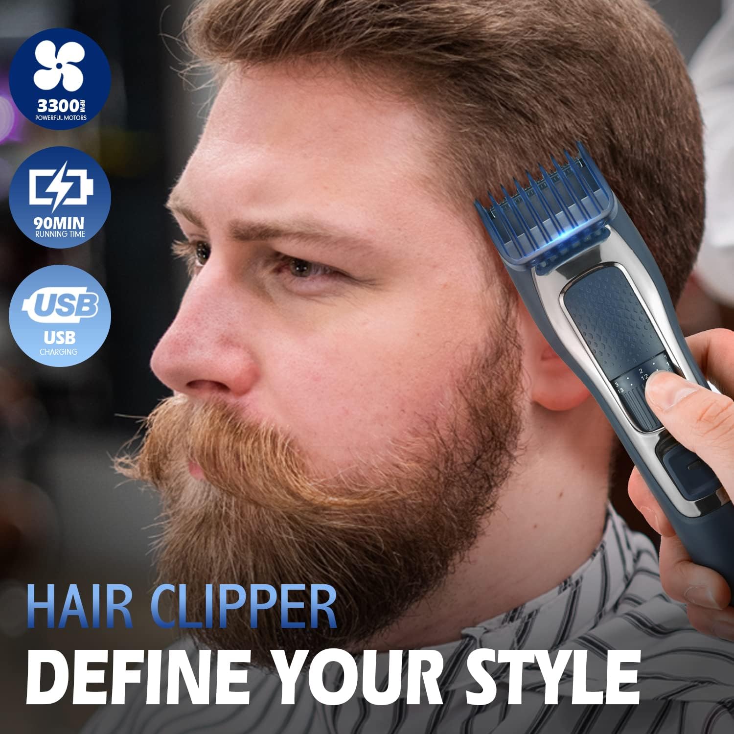 DSP Adjustable Beard Trimmer Rechargeable Mustache Trimmer Grooming Kit Secondary image