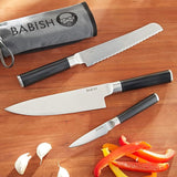 Babish German High-Carbon 1.4116 Steel Cutlery, 3-Piece w/Knife Roll