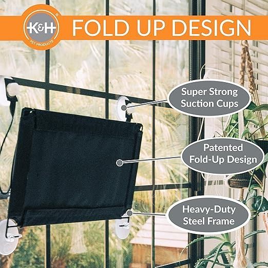 K&H Pet Products EZ Mount Window Kitty Sill, Cat Window Perch, Double Stack Gray 12 X 23 Inches