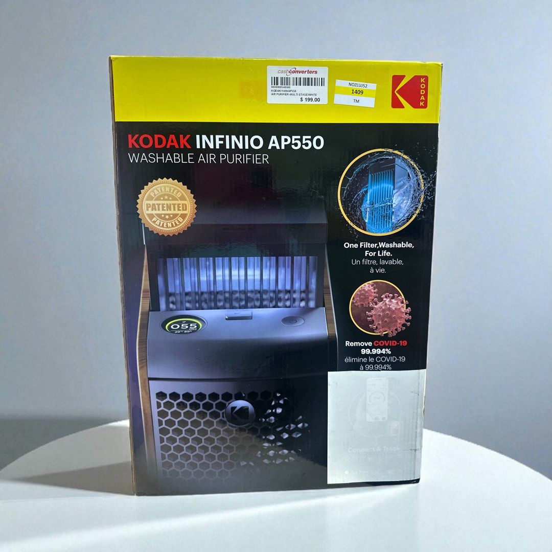 KODAK INFINIO AP550 Multi-Stage Air Purifier, washable filter, captures allergens, smoke, & dust. Kills germs, bacteria, & viruses - Local Unit, White, (AP5500UK)