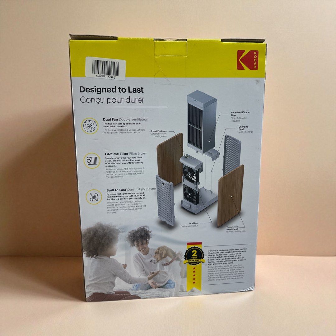 KODAK INFINIO AP550 Multi-Stage Air Purifier, washable filter, captures allergens, smoke, & dust. Kills germs, bacteria, & viruses - Local Unit, White, (AP5500UK)
