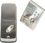 Kwikset 92640-001 Contemporary Electronic Keypad Single Cylinder Deadbolt with 1-Touch Motorized Locking, Satin Nickel