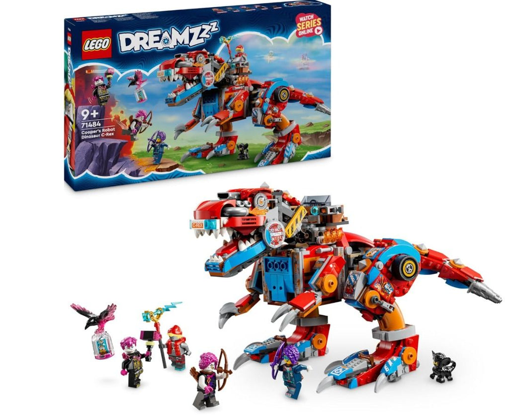 LEGO DREAMZzz 71484 2 in 1 Dinosaur Robot C-Rex by Cooper, t.rex Action Figure Transformable Toy in Pterodactyl with Articulated Parts and 4 Minifigures