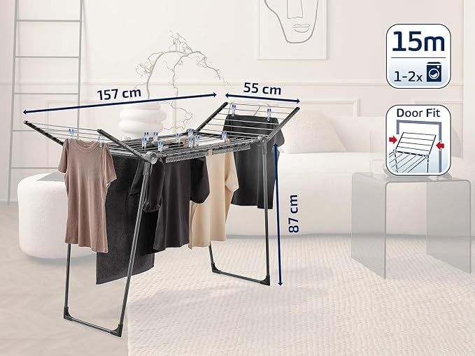 Leifheit Laundry Dryer Oegasus 150 Solid Slim Black