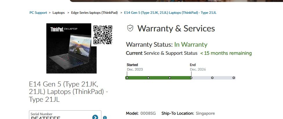 LENOVO E14 Gen 5 (Type 21JL0008SG) Laptop, Win 11 Pro | i7-1355U | 40GB Ram | 1 TB SSD