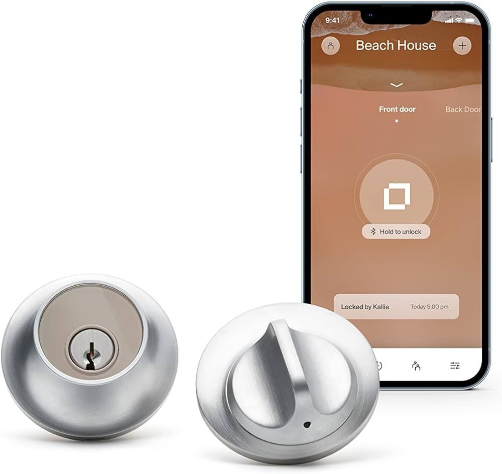Level Lock Smart Lock - Touch Edition, Keyless Entry Using Touch, a Key Card, or Smartphone. Bluetooth Enabled, Works with Ring and Apple HomeKit - Satin Chrome