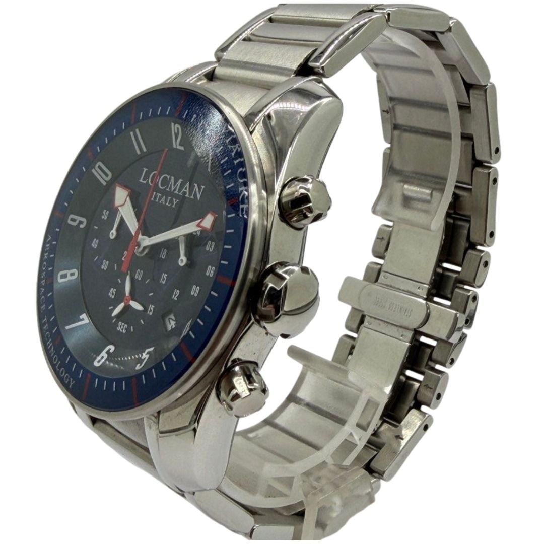 Locman Aviator 44mm Quartz Chronograph Blue Dial Steel Watch