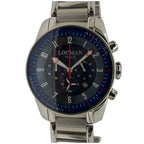 Locman Aviator 44mm Quartz Chronograph Blue Dial Steel Watch