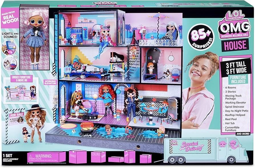 LOL Surprise Home Sweet with OMG Doll– Real Wood Doll House with