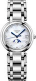 Longines PrimaLuna Moonphase 30.5mm Quartz White Mother of Pearl Diamond Dial Watch L8.115.4.87.6