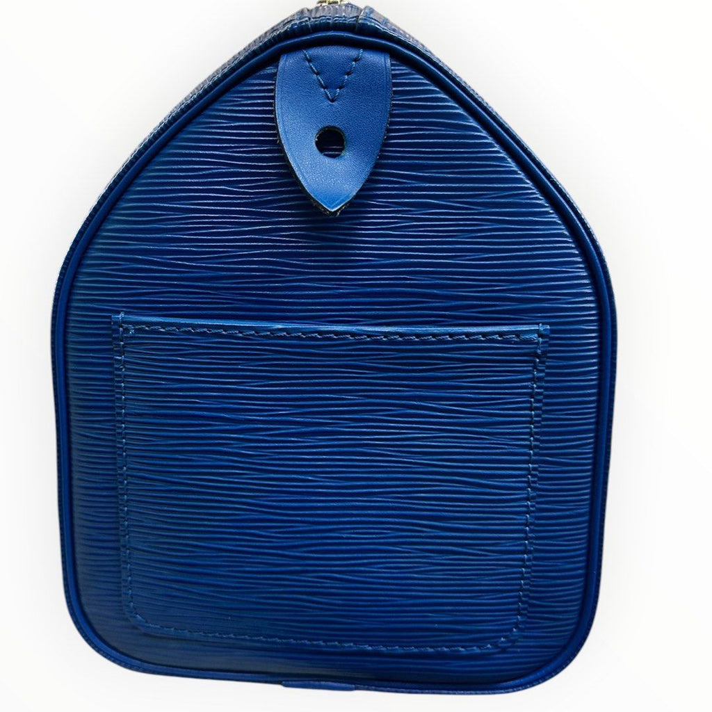 LOUIS VUITTON TOTE BAG- BLUE/LTHR SPEEDY 25  M43015 W25H19D15