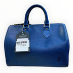 LOUIS VUITTON TOTE BAG- BLUE/LTHR SPEEDY 25  M43015 W25H19D15