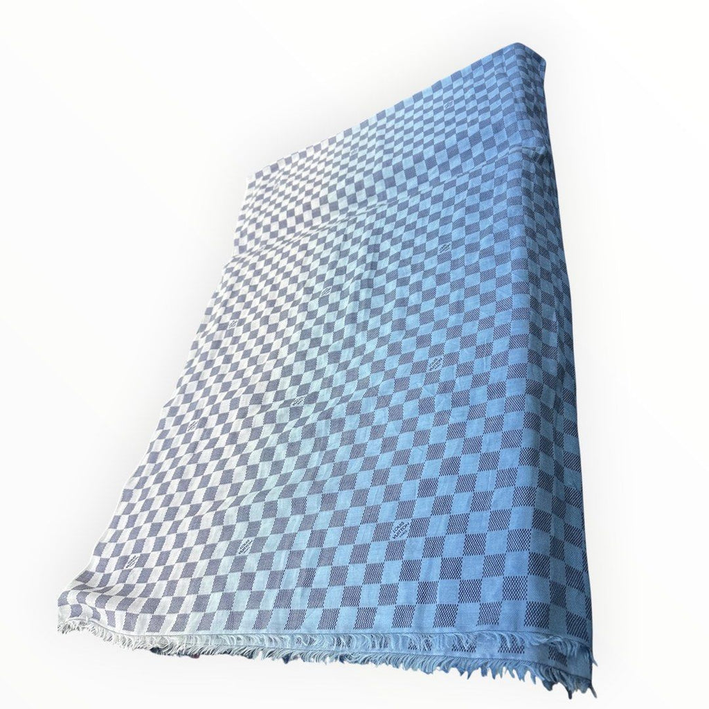 Louis Vuitton Damier Gradient Blue Shawl with Fringed Edges