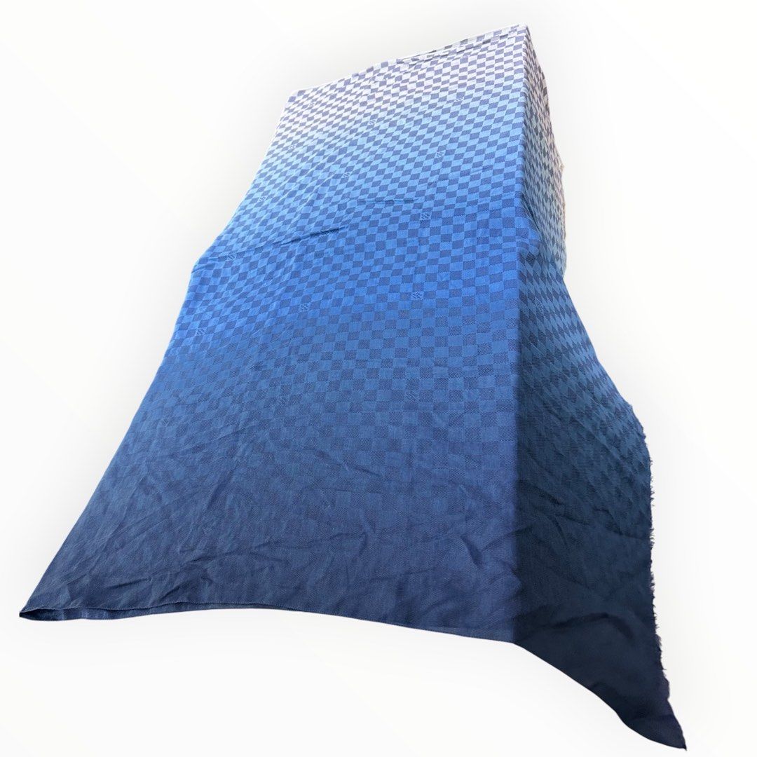 Louis Vuitton Damier Gradient Blue Shawl with Fringed Edges