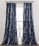 Lush Decor Forest 84 X 52 1 Curtains-Tree Branch Leaf Darkening Window Panel Drapes Set for Living, Dining, Bedroom (Pair), 84 in x 52 in, Navy
